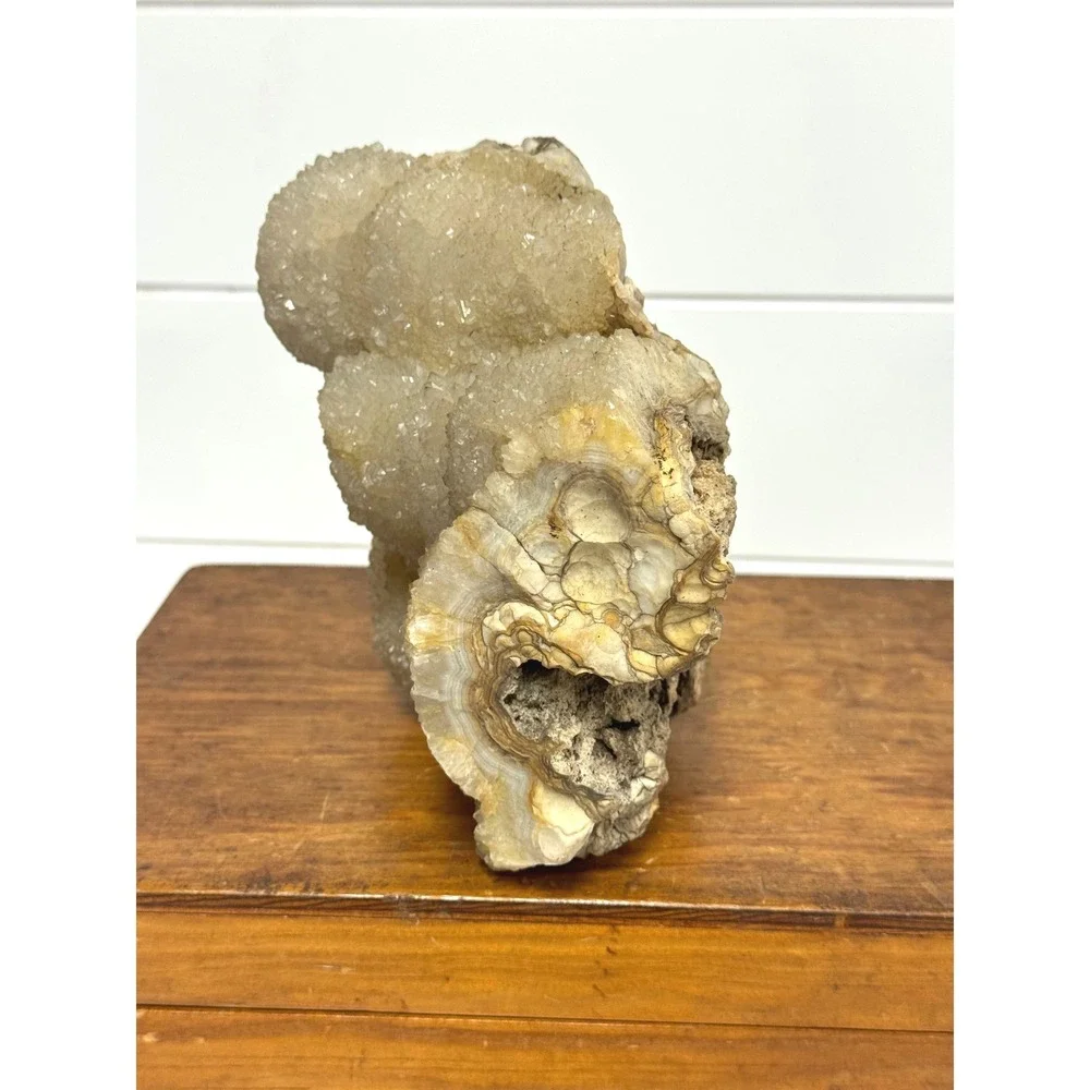 Natural Botryoidal Druzy Quartz Crystal Cluster Specimen Geode 5.5x6.5 Inch
